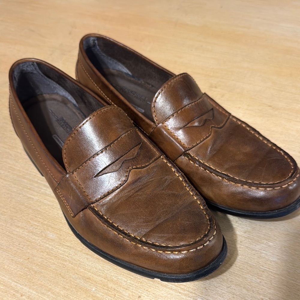 Rockport Walkability Brown Leather Loafers size 10.5